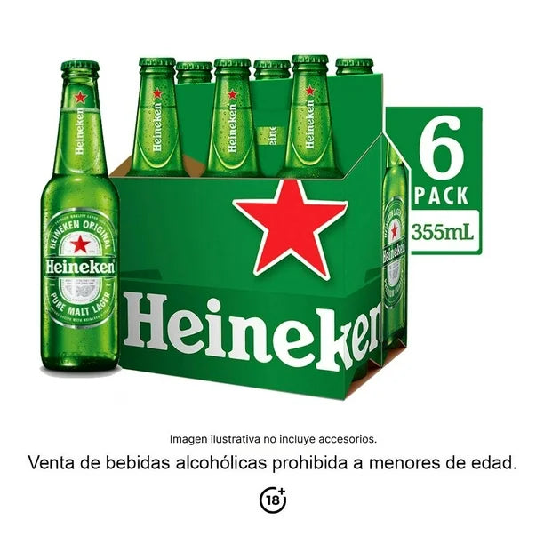 Cerveza Heineken 6 botellas de 355 ml c/u